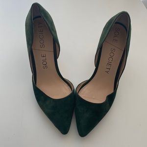 Forest green point toe heels